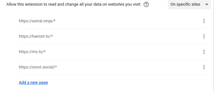 Extension permission configuration
